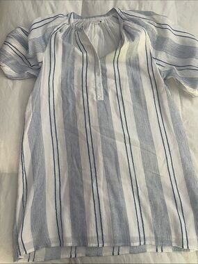 Sundry White and Blue Vertical Stripe Button-Down dress